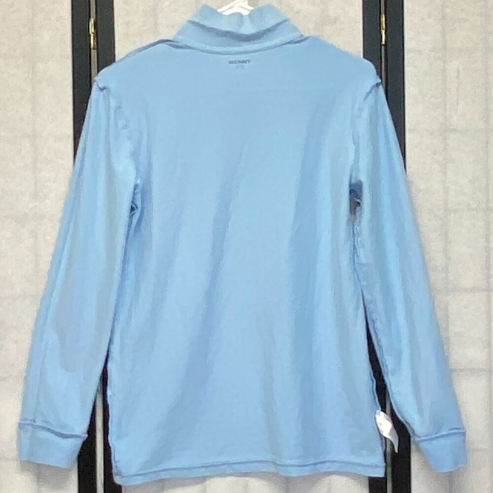 Old Navy XXL Polo Shirt Long Sleeve Two Button Stretch Knit Light Blue Uniform - Picture 6 of 11
